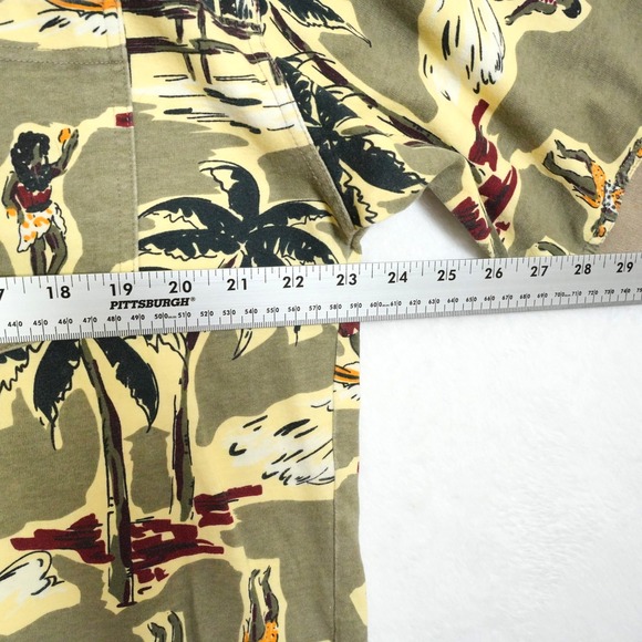 Tommy Bahama Polo Shirt Men's Medium Green Hula Dancer‎ Hawaiian Aloha Palm Tree - Picture 7 of 7